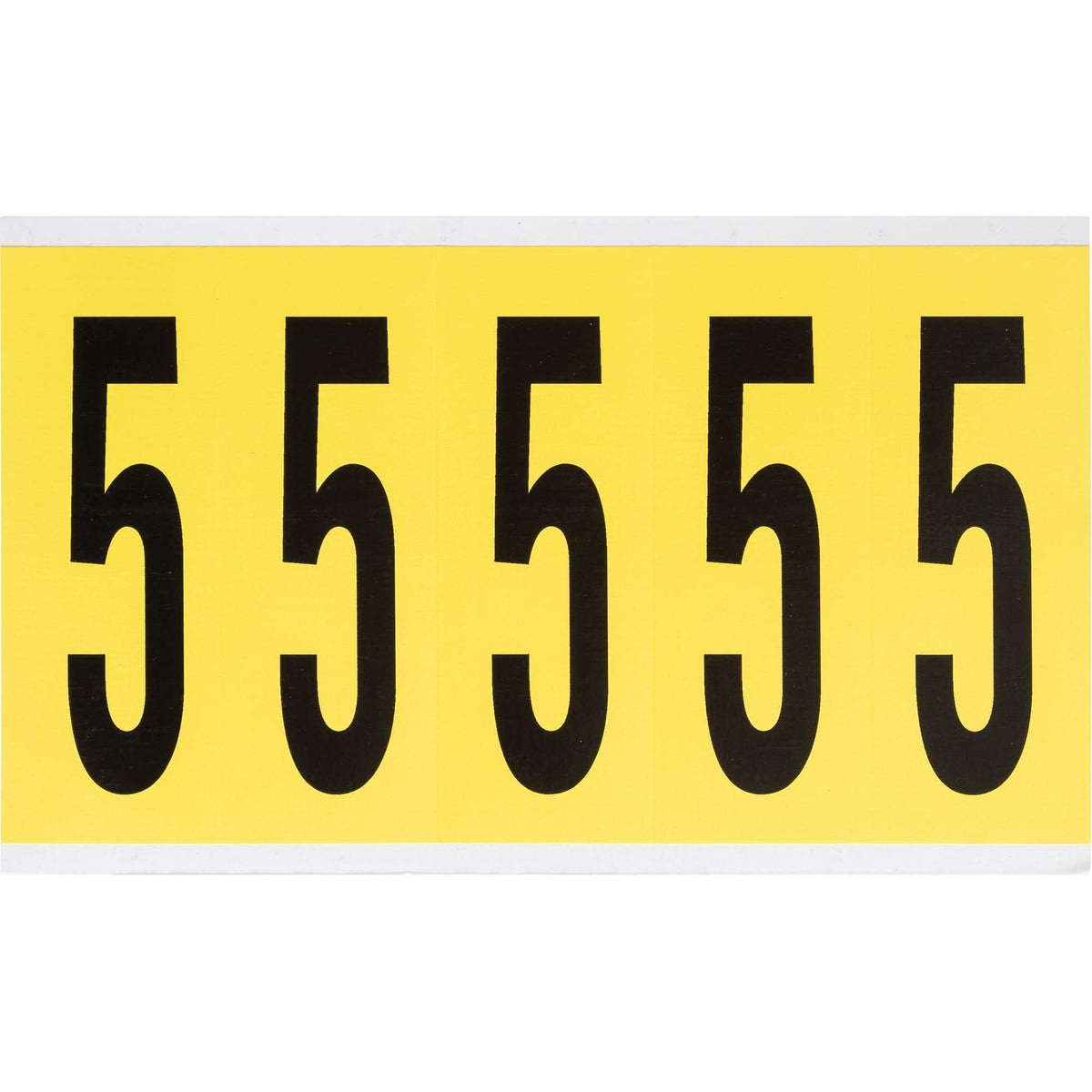 Repositionable Individual Number and Letter Labels, 5, 4" H, Black on Yellow