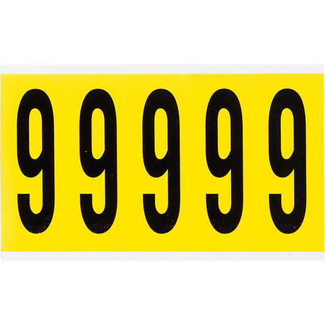 Repositionable Individual Number and Letter Labels, 9, 4" H, Black on Yellow
