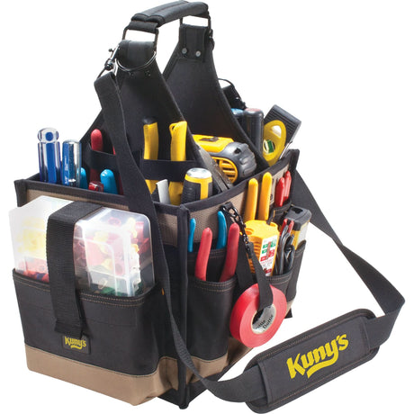 Large Electrical & Maintenance Tool Carrier, Polyester, 23 Pockets, Black