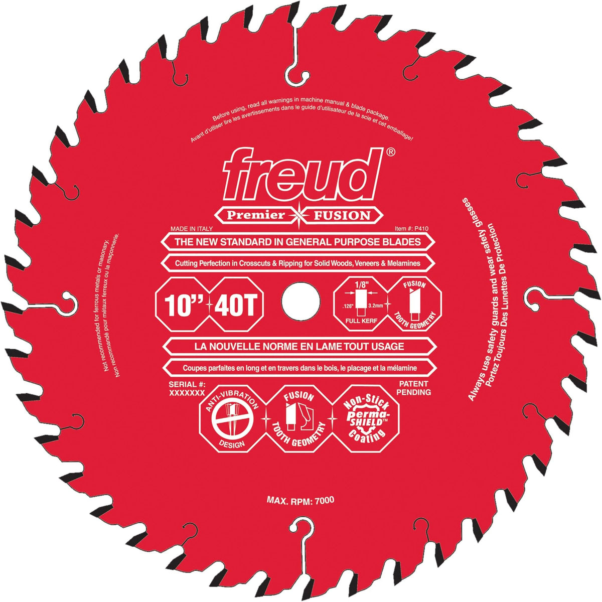 Premier Fusion General Purpose Saw Blades, 12", 48 Teeth, Wood Use