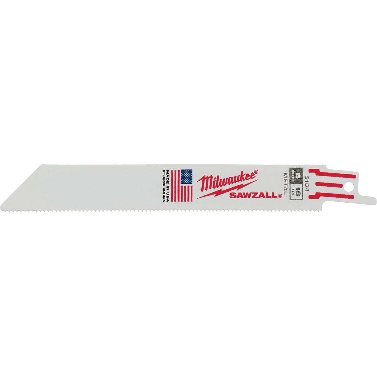 Sawzall® Reciprocating Saw Blades, Bi-Metal, 18 TPI, 6" L x 3/4" W
