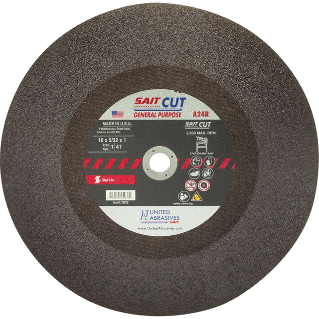 Cut-Off Saw (A24R), 12" x 1/8", 1" Arbor, Type 1, Aluminum Oxide, 5100 RPM