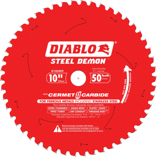 Circular Saw Blade, 10", 50 Teeth, Metal Use