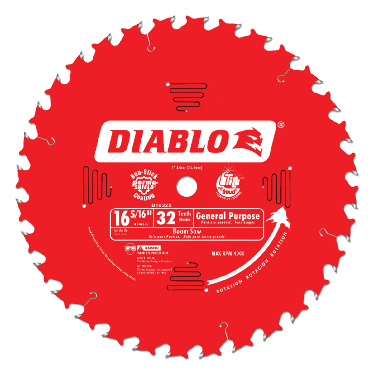 Circular Saw Blade, 16-5/16", 32 Teeth, Wood Use