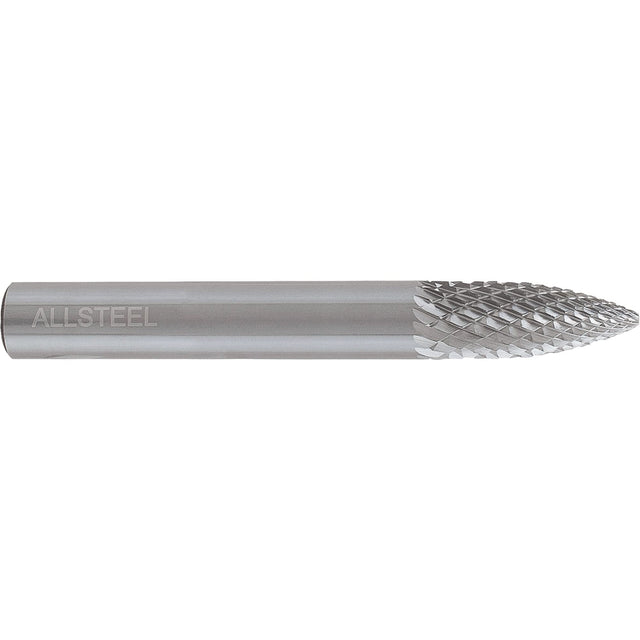 AllSteel™ Tapered Shape Carbide Burr, SG-3, 3/8" Dia., 1/4" Shank, 3/4" Depth of Cut