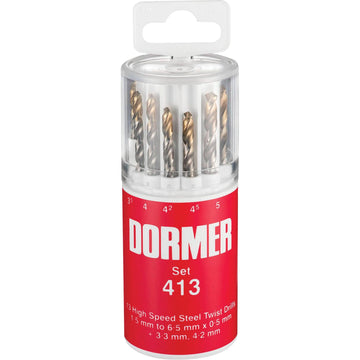 Jobber Drill Bit Set, 13 Pieces, High Speed Steel