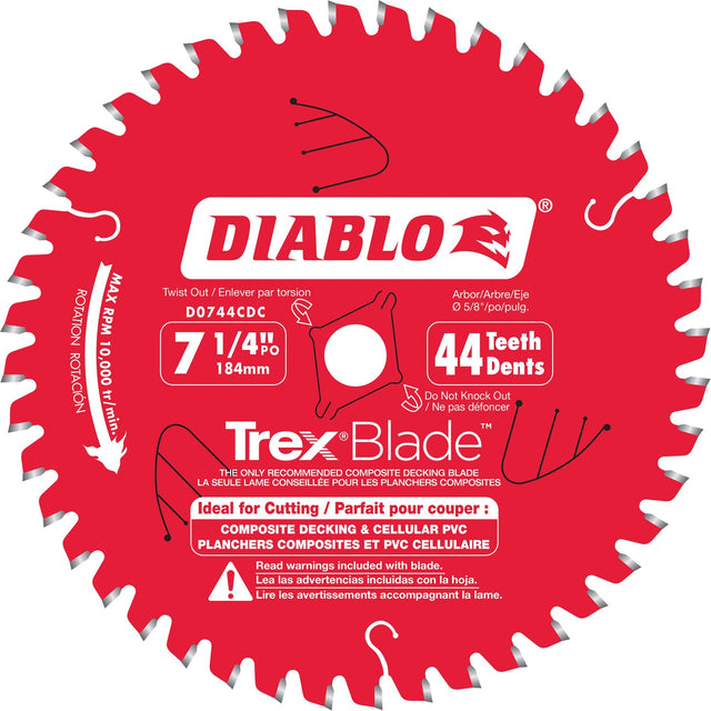 Trex® Blade™ Cutting Saw Blade, 7-1/4", 44 Teeth, Plastic/Composite Decking Use