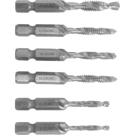 6-32 to 1/4-20 Drill Tap Set, 6 Pieces