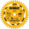 Circular Saw Blade, 7-1/4", 40 Teeth, Wood Use
