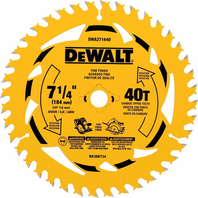 Circular Saw Blade, 7-1/4", 40 Teeth, Wood Use
