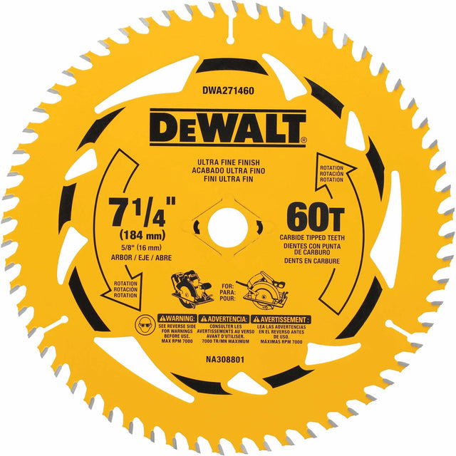 Circular Saw Blade, 7-1/4", 60 Teeth, Wood Use