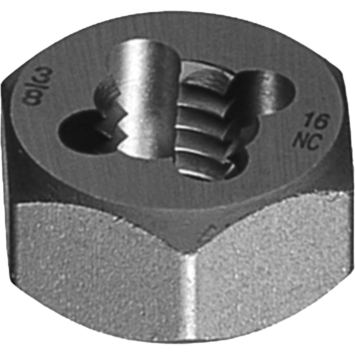 0650 Hexagon Rethreading Die, 0.7812" Dia., 3/8"-16 Thread, Carbon Steel