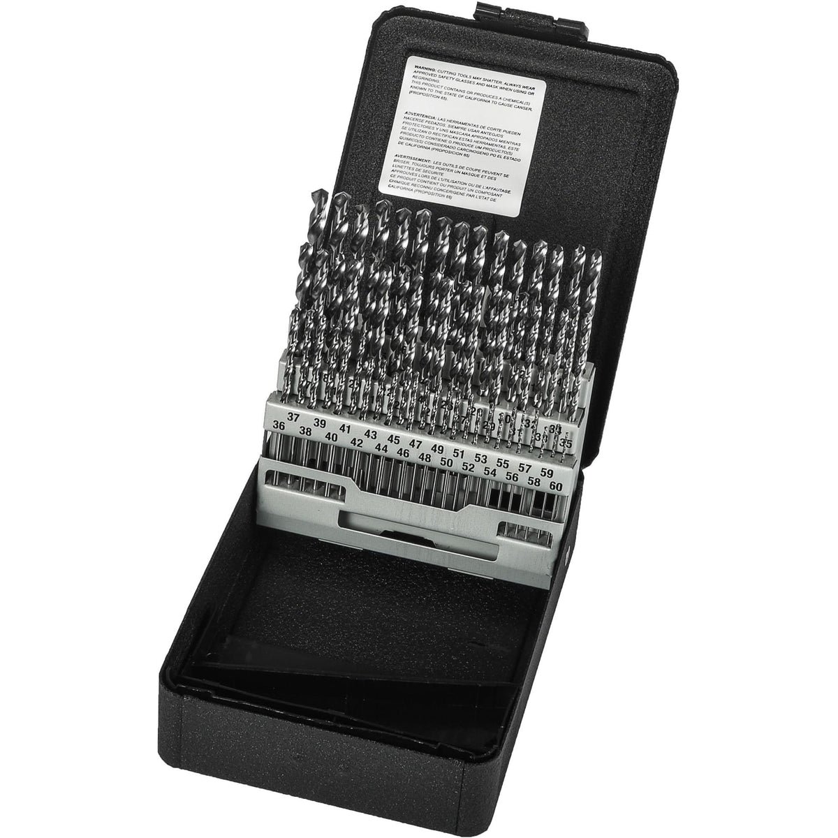 Jobber Length Drill Bit Set, 60 Pieces, High Speed Steel