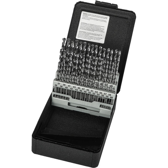Jobber Length Drill Bit Set, 60 Pieces, High Speed Steel