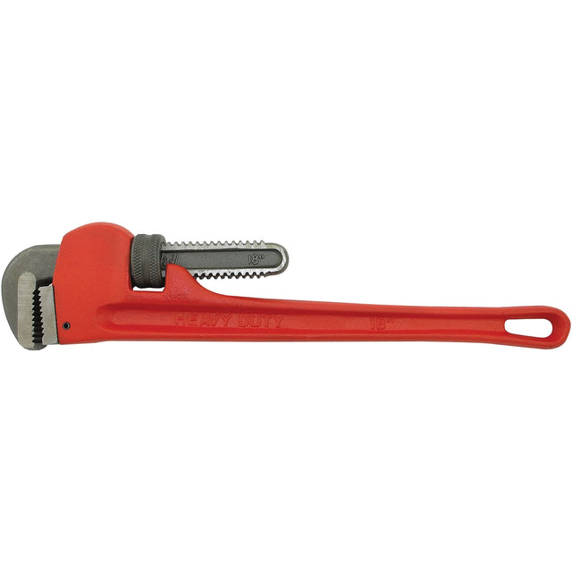 Pipe Wrench, 2-1/2" Jaw Capacity, 18" Long, Powder Coated Finish, None Handle