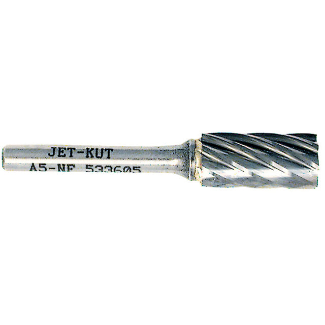 A5-NF JET-KUT® Cylindrical Shape Bur for Aluminum/Non-ferrous Materials, 1/2" Dia., 1/4" Shank