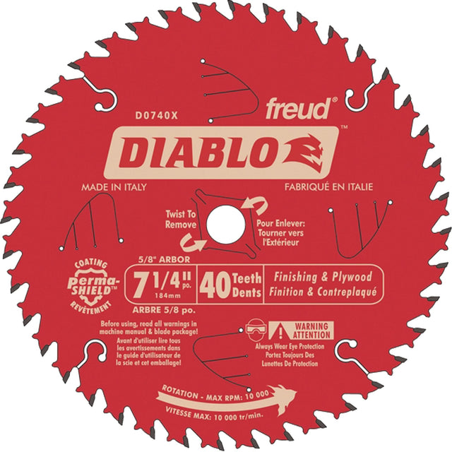 Contractor Saw Blade - Finishing Saw Blades, 7-1/4", 40 Teeth, Wood Use