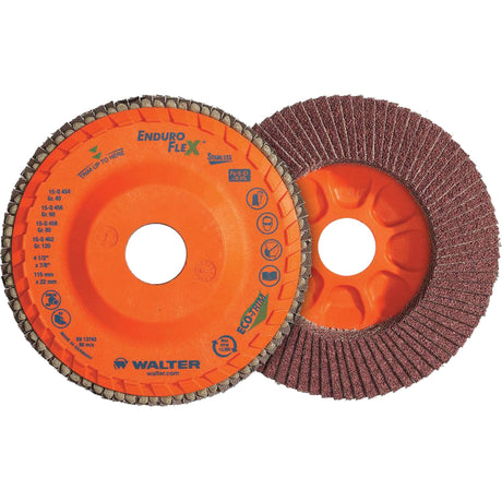 Enduro-Flex™ Stainless Flap Disc, 5" x 5", Type 27, 120 Grit, Zirconia Alumina