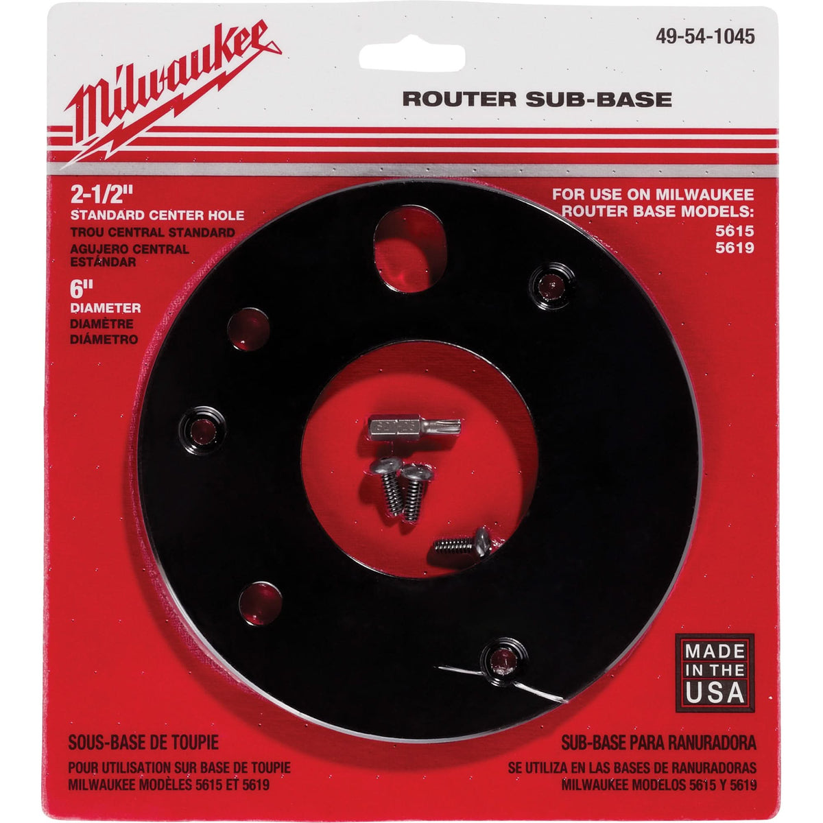 6" Diameter 2-1/2" Center Hole Sub-Base
