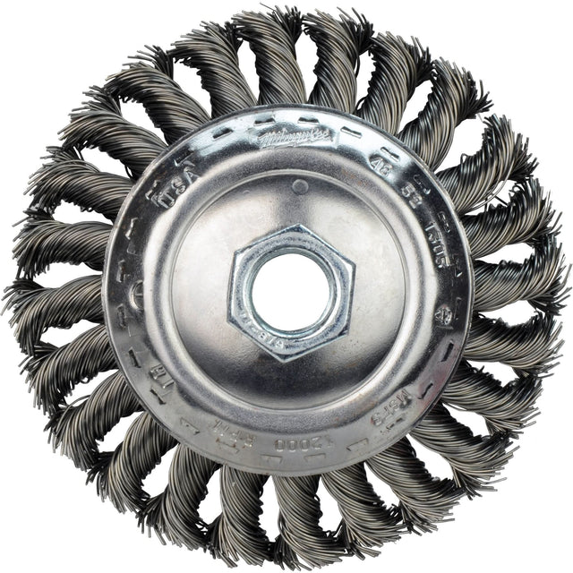 Stringer Bead Wire Wheel, 4" Dia., 0.02" Fill, 5/8"-11 Arbor, Stainless Steel