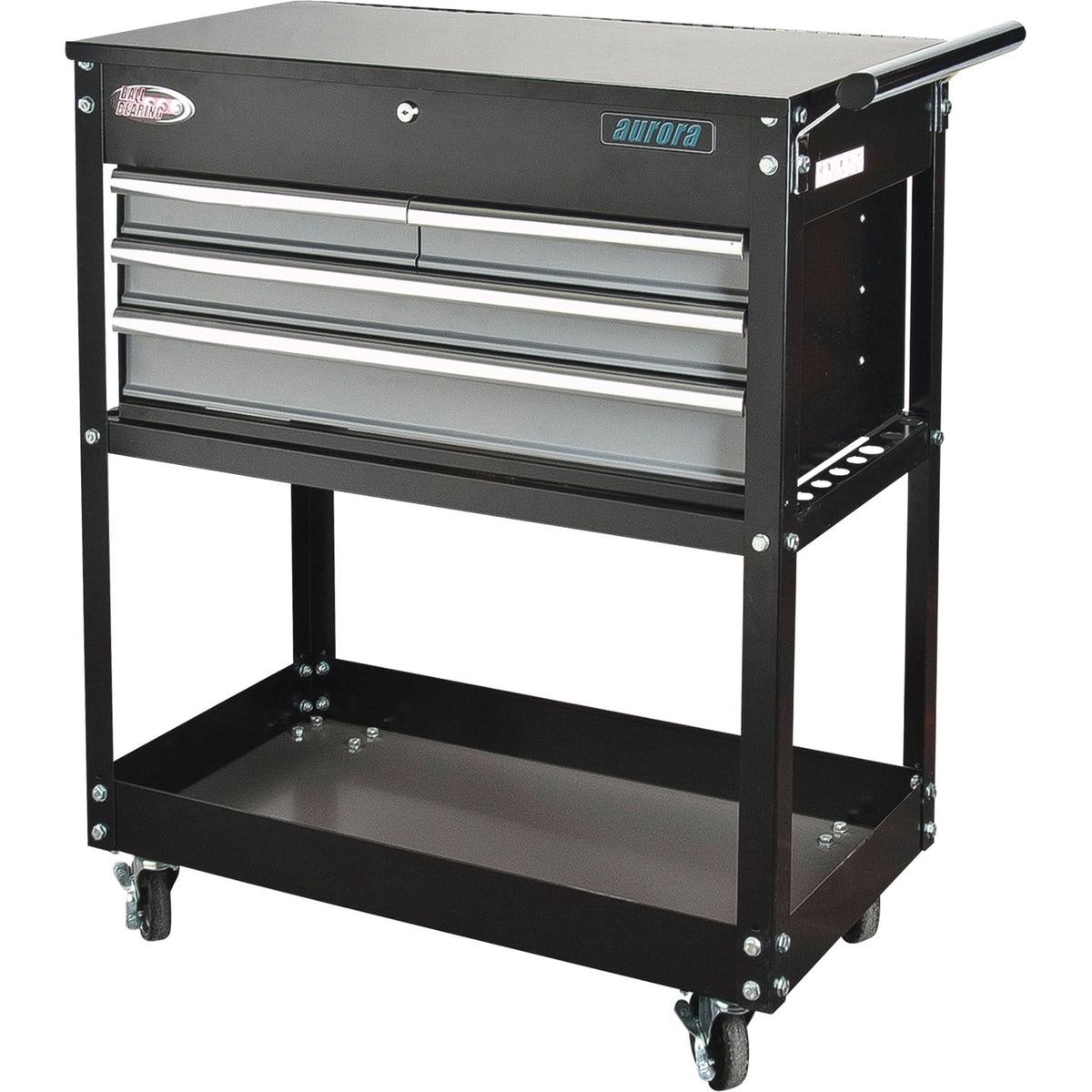 Utility Cart, 4 Drawers, 18" L x 33" W x 39" H, Black