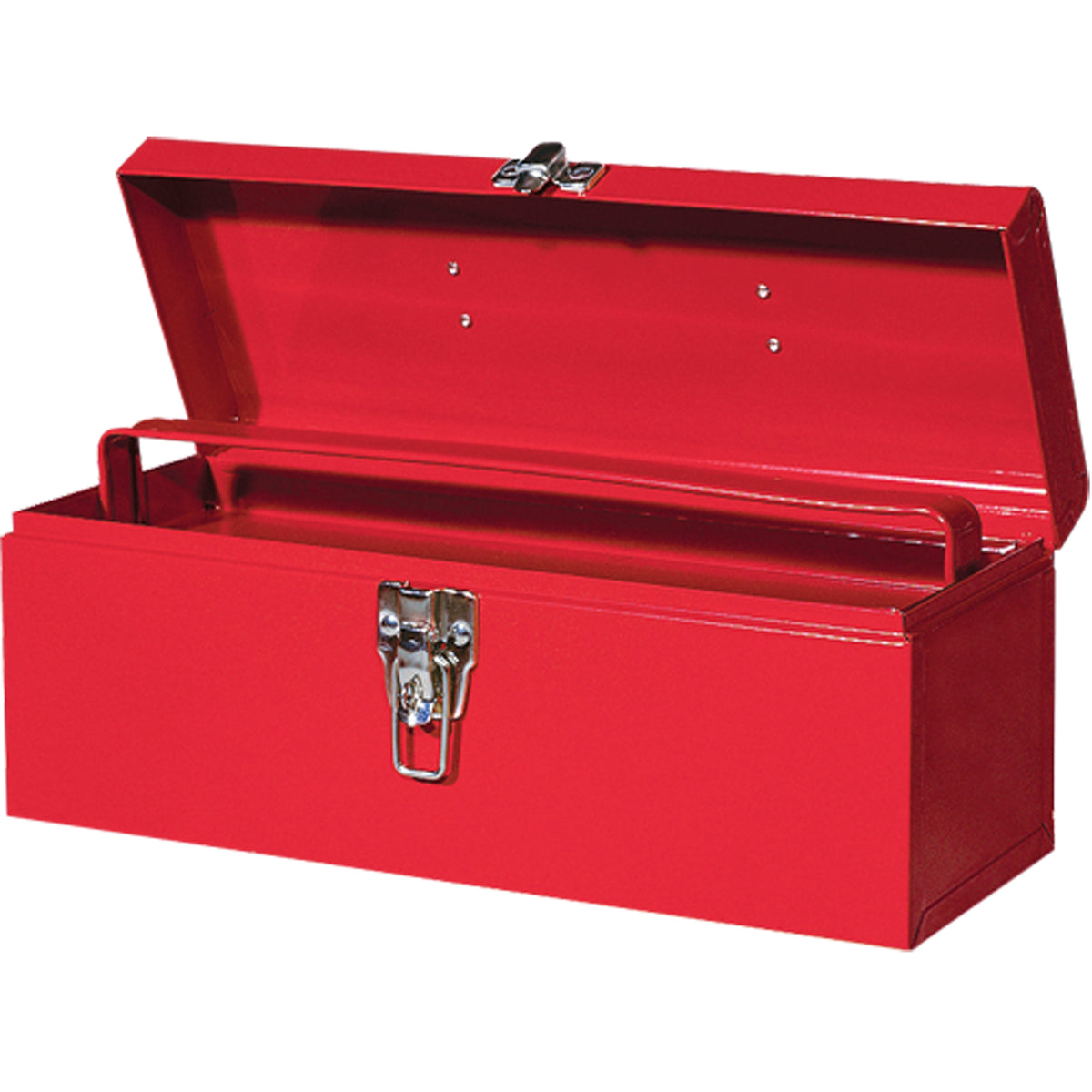 ATB100 Portable Tool Box with Metal Tool Tray, 6" D x 16" W x 6-1/2" H, Red