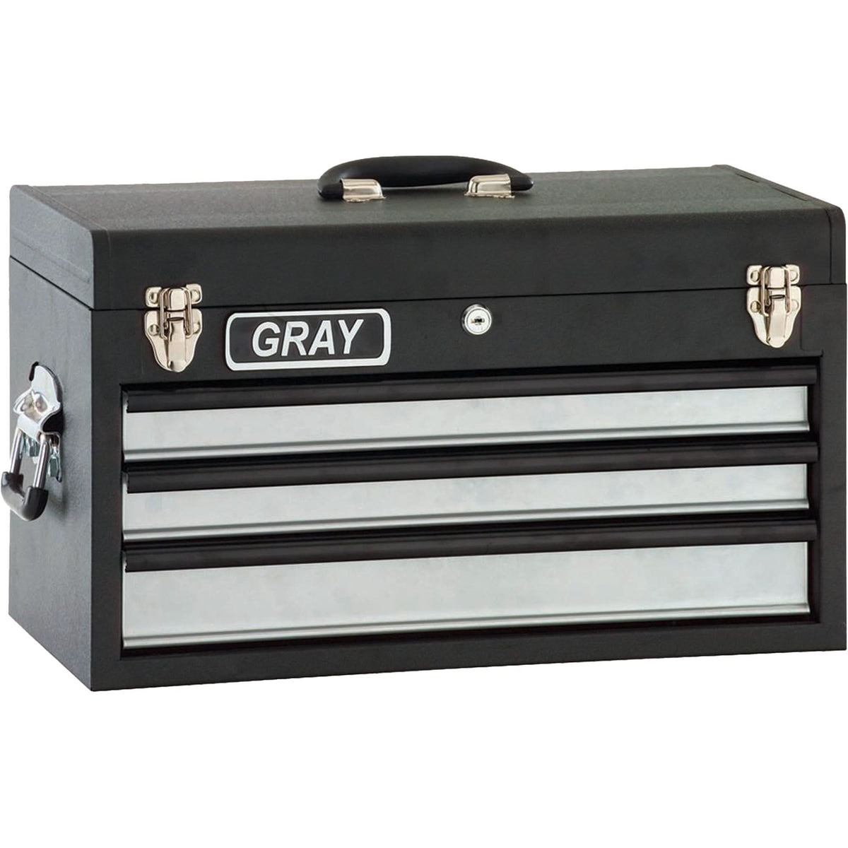 Tool Box - 3 Drawers, 10" D x 20-1/2" W x 12" H, Black