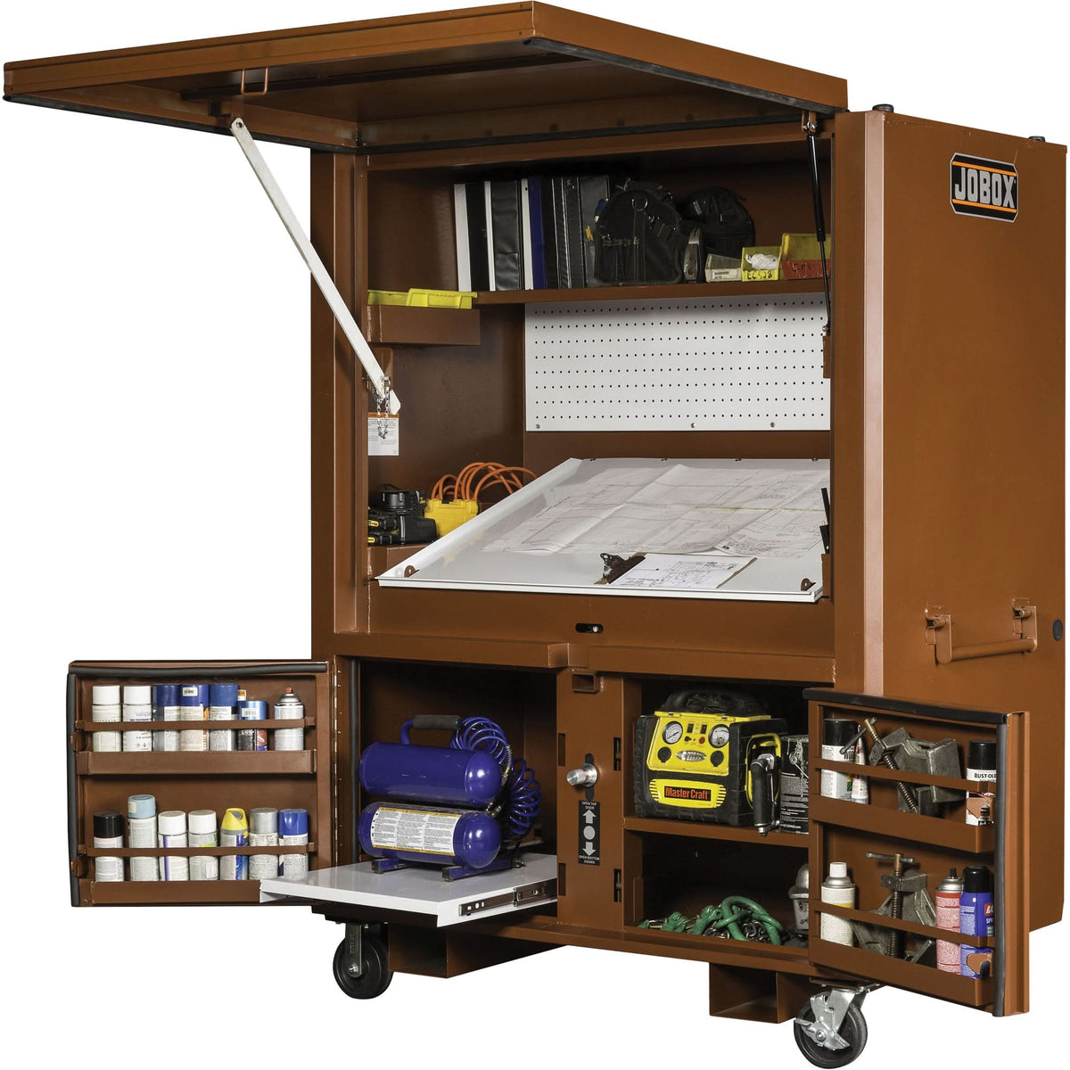 Field Office Jobsite Box, 33" W x 63" D x 80" H, Steel, Red