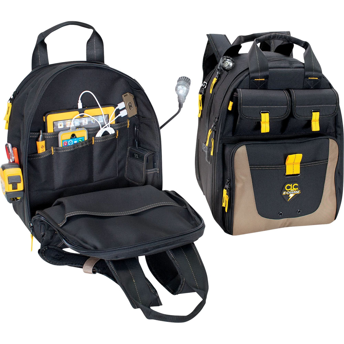 E-Charge Back Pack, 15" L x 10-1/2" W, Black, Polyester