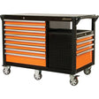 Industrial Cart, 12 Drawers, 31-5/8" L x 52-1/2" W x 40-1/4" H, Black/Orange