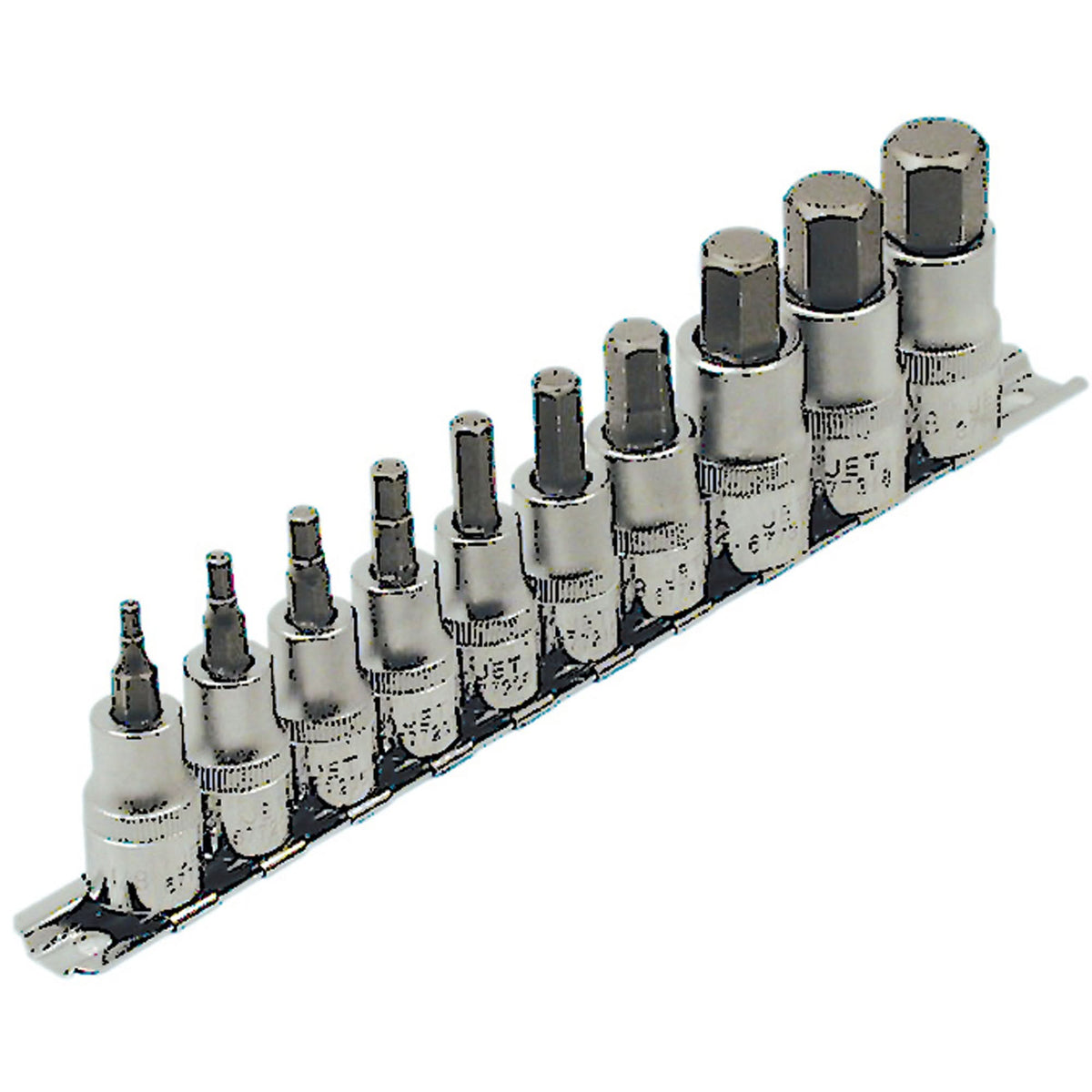 HSW3812-10 SAE Bit Socket Set, Hex, 1/2"/3/8" Drive, 10 Pcs