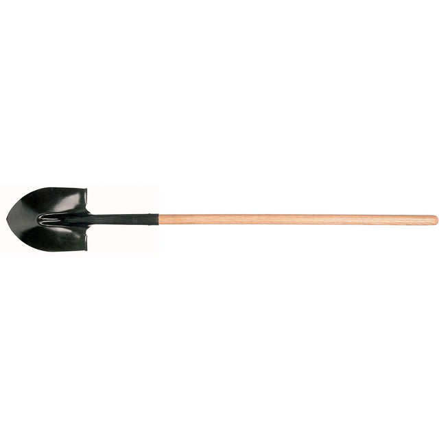 Round Point Shovel, Tempered Steel Blade, Hardwood, Straight Handle