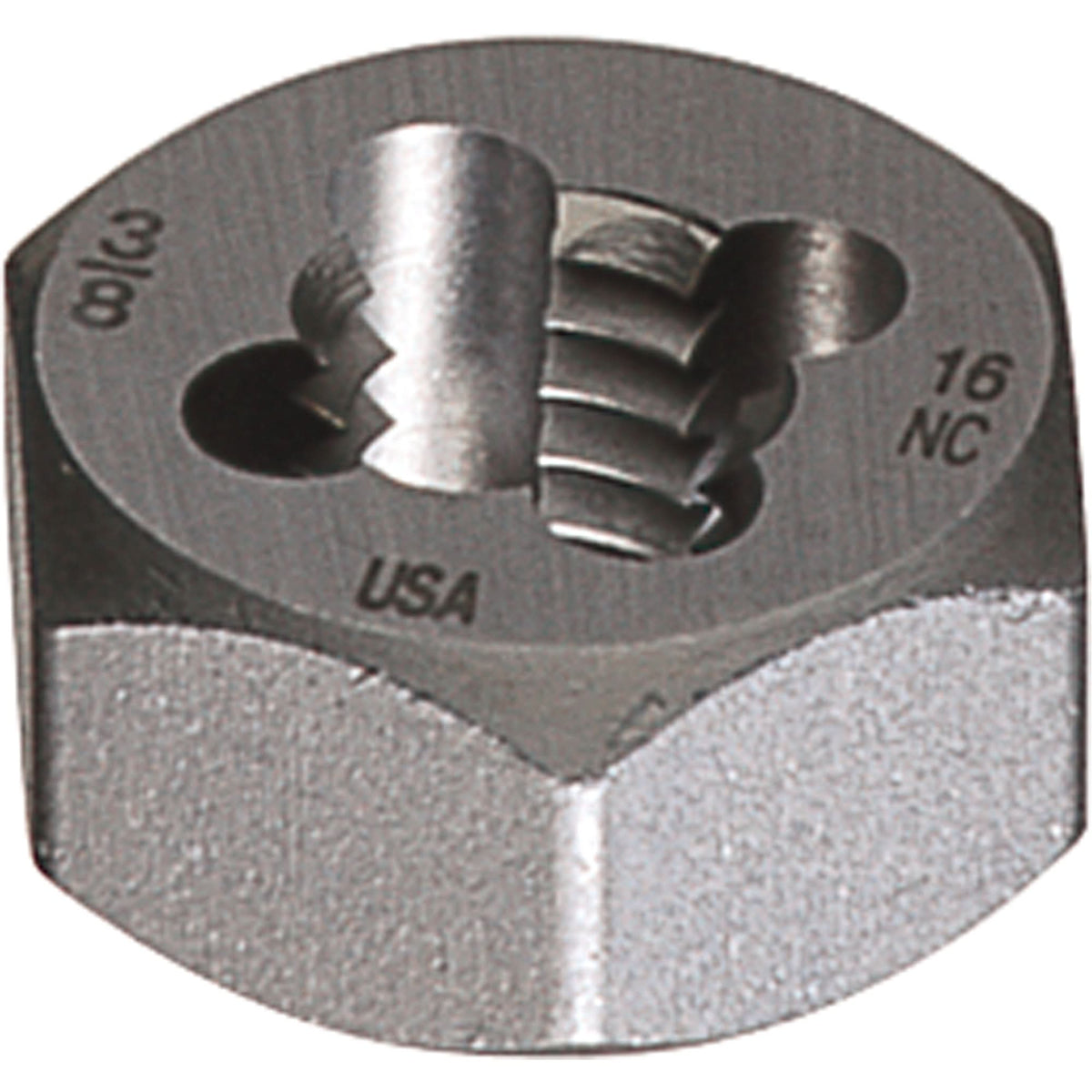 Hexagon Rethreading Dies, Bright Finish, 9/16"-18 Thread, High Speed Steel