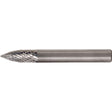 Solid Carbide Burrs - Tree Shape Pointed End, SG-6, 5/8" Dia., 1/4" Shank, 3/4" Depth of Cut