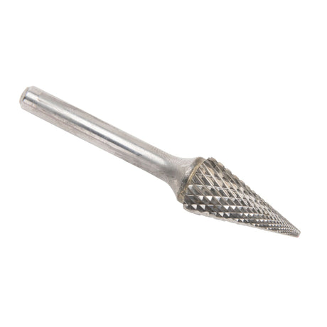 Solid Carbide Burrs - Pointed Cone Shape, SM-5, 1/2" Dia., 1/4" Shank, 22.2 mm Depth of Cut
