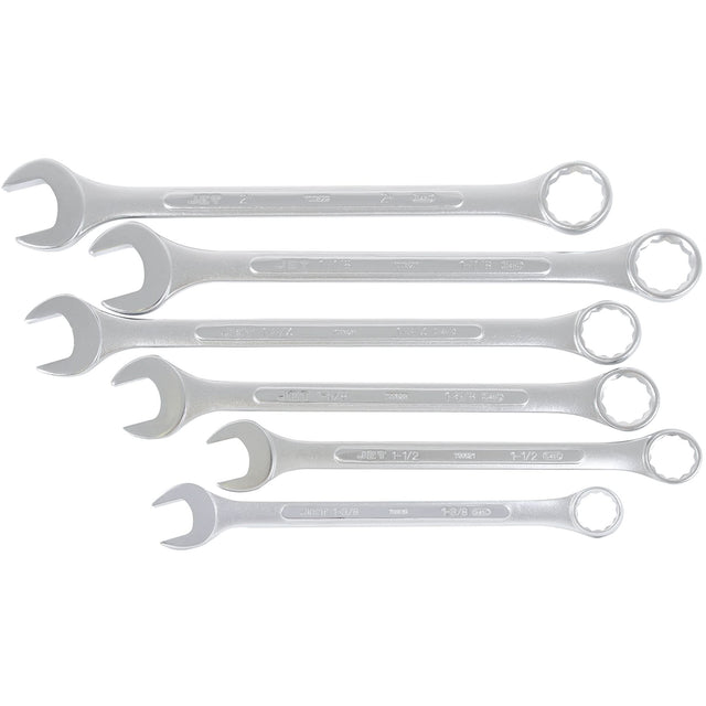 Fully Polished Long Pattern Combination Wrench Set, Combination, 6 Pieces, Imperial