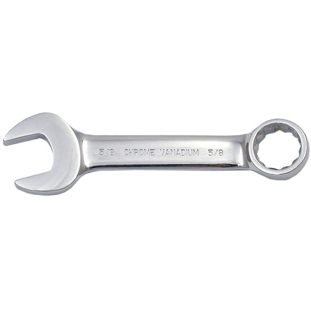 Fully Polished Stubby Combination Wrench, 12 Point, 1/2", Chrome Finish