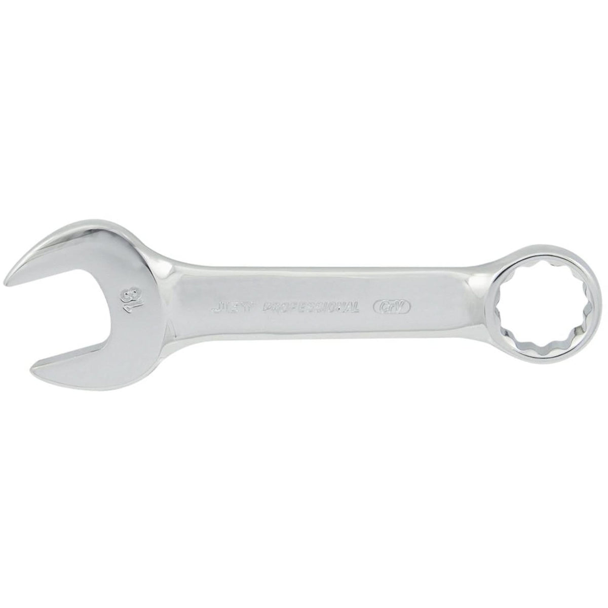 Fully Polished Stubby Combination Wrench, 12 Point, 17 mm, Chrome Finish