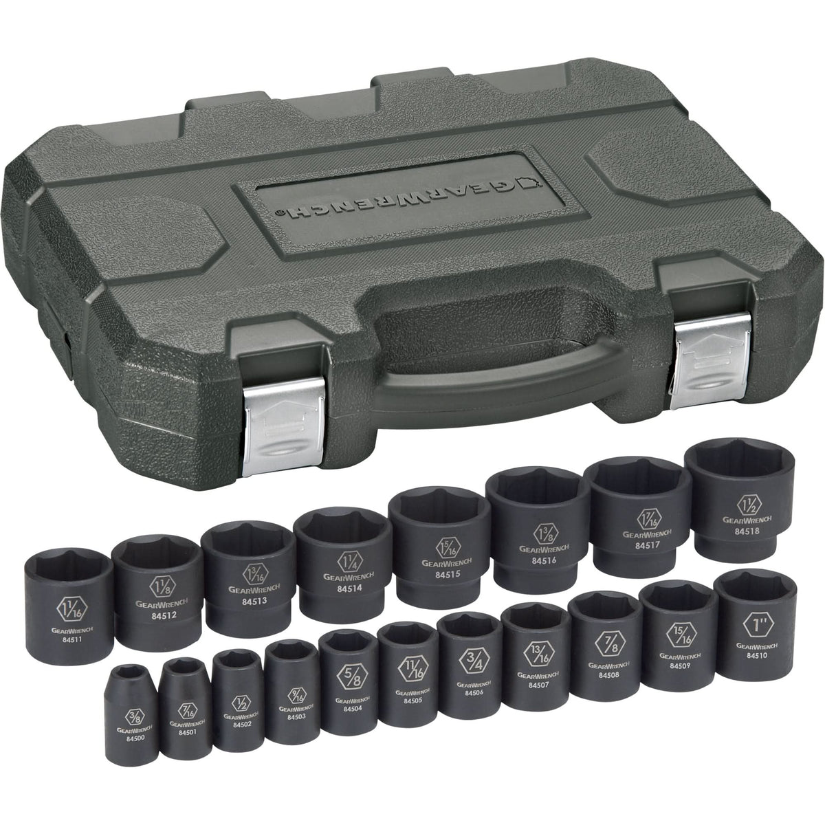 Socket Set, 19 Pcs, Impact, 1/2" Drive Size