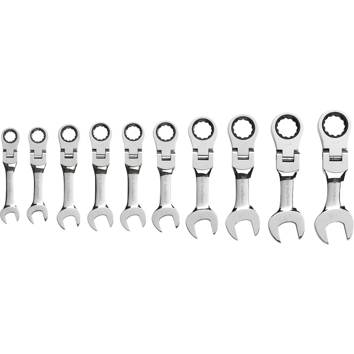 Stubby Wrench Set, Combination, 10 Pieces, Metric
