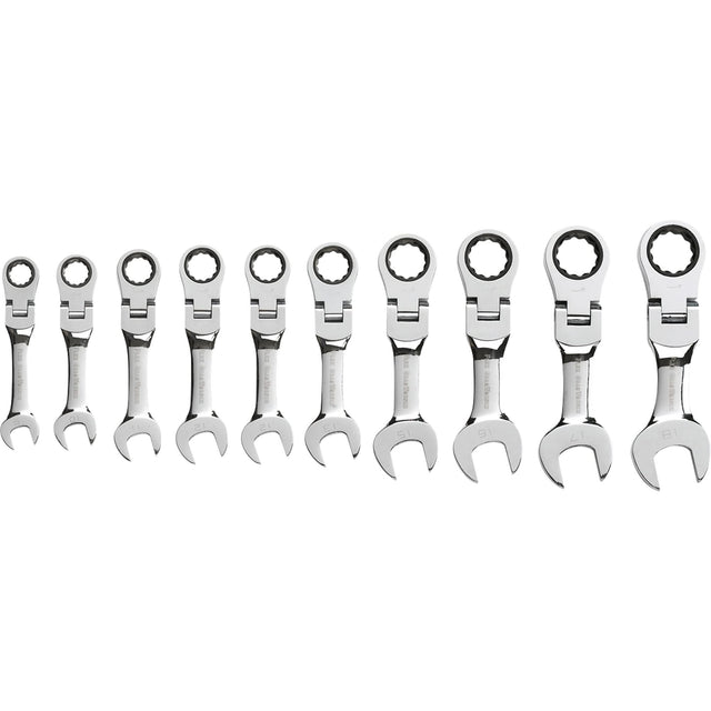 Stubby Wrench Set, Combination, 10 Pieces, Metric