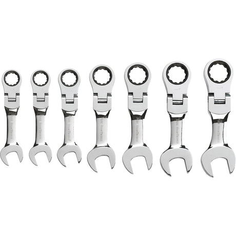 Stubby Wrench Set, Combination, 7 Pieces, Imperial