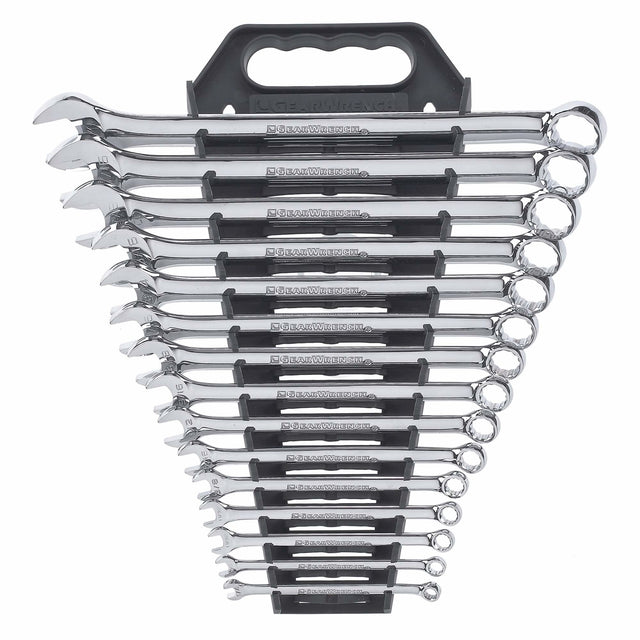 12-Point Long Pattern Wrench Set, Combination, 15 Pieces, Imperial