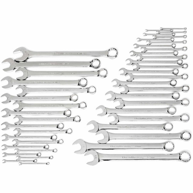 12-Point Long Pattern Wrench Set, Combination, 44 Pieces, Imperial and Metric