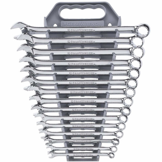 12-Point Long Pattern Wrench Set, Combination, 15 Pieces, Metric