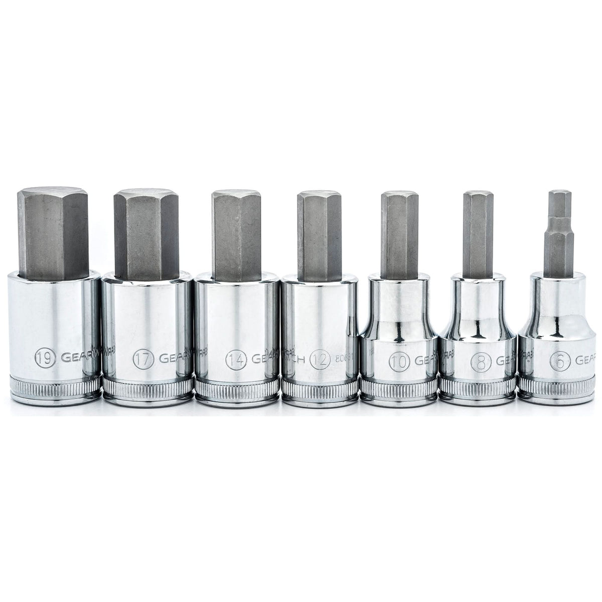 Metric Bit Socket Set, Hex, 1/2" Drive, 7 Pcs