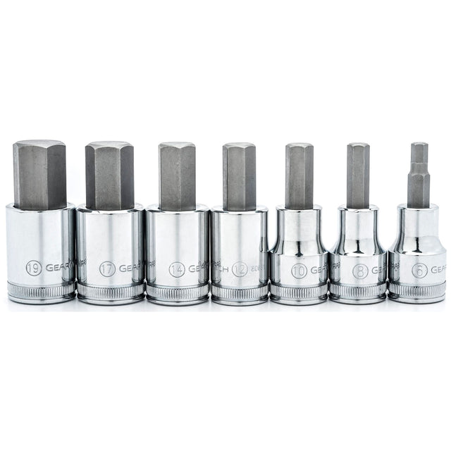 Metric Bit Socket Set, Hex, 1/2" Drive, 7 Pcs