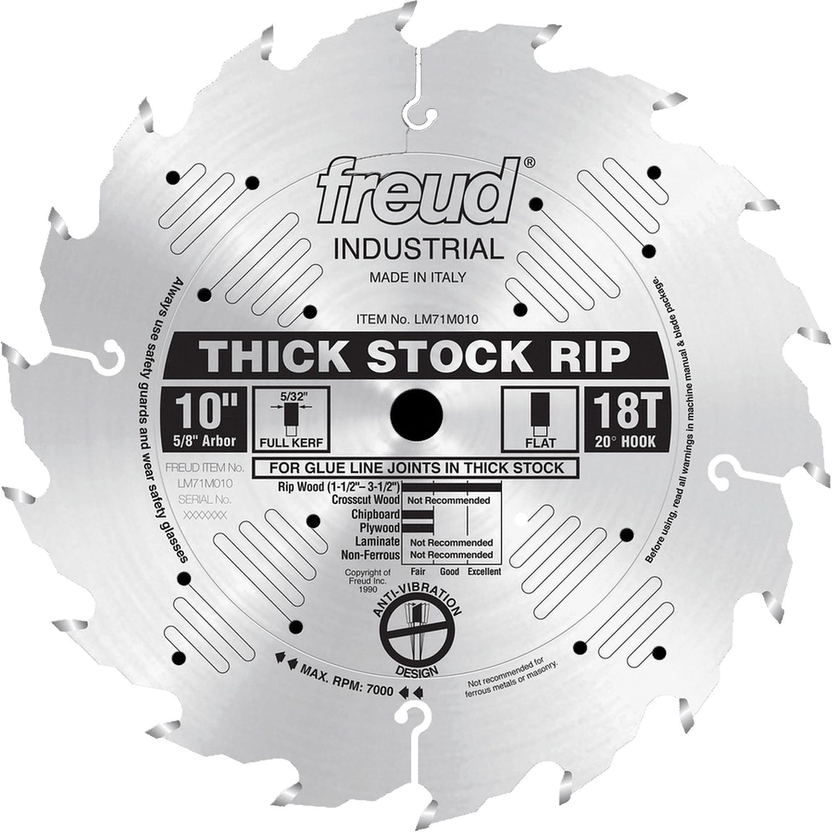 Industrial Saw Blade - Ripping, 10", 18 Teeth, Wood Use