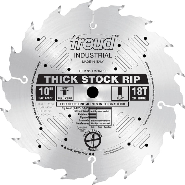 Industrial Saw Blade - Ripping, 10", 18 Teeth, Wood Use