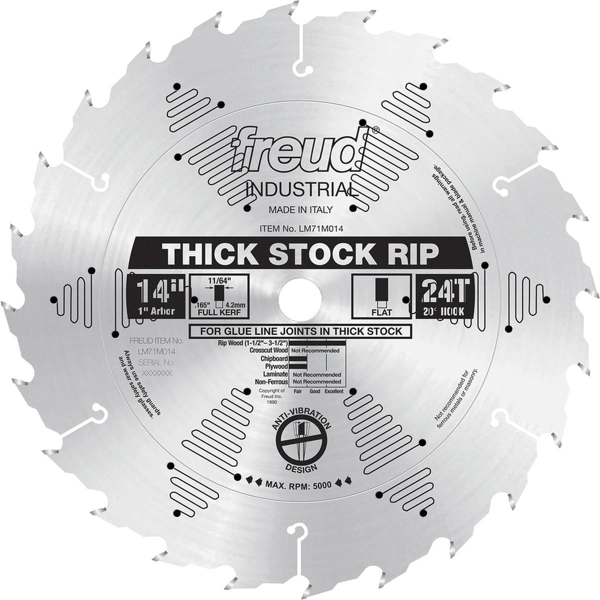 Industrial Saw Blade - Ripping, 14", 24 Teeth, Wood Use